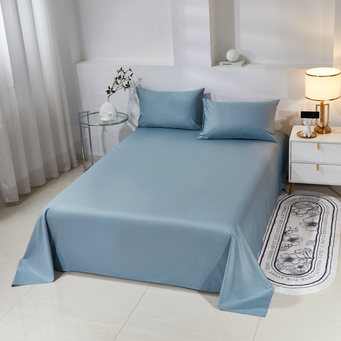 91家纺网 家纺一手货源 找家纺 晶缦家纺 2026新款喷气A类全棉13376纯棉斜纹纯色单床单单品床单床单单件 沐朗-雾霾蓝