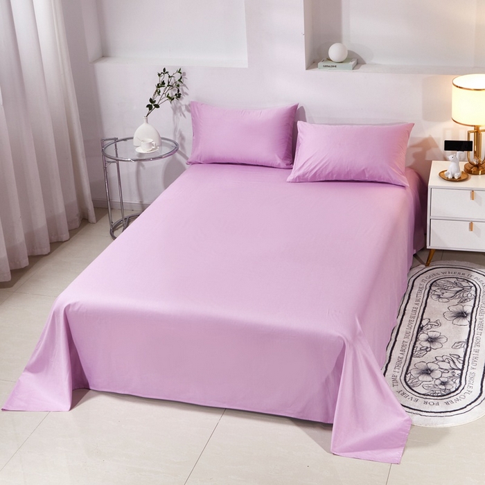 91家纺网 家纺一手货源 找家纺 晶缦家纺 2026新款喷气A类全棉13376纯棉斜纹纯色单床单单品床单床单单件 沐朗-浅紫