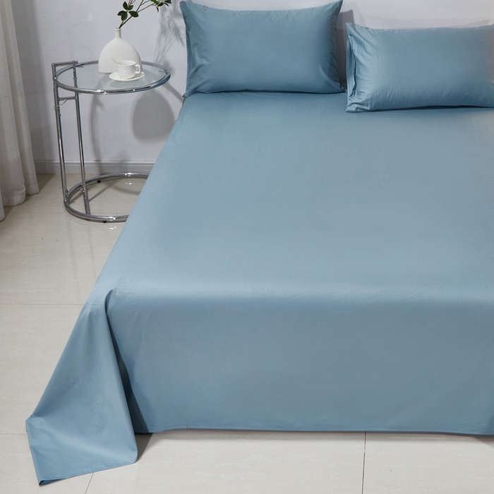 91家纺网 家纺一手货源 找家纺 晶缦家纺 2026新款喷气A类全棉13376纯棉斜纹纯色单床单单品床单床单单件 沐朗-雾霾蓝