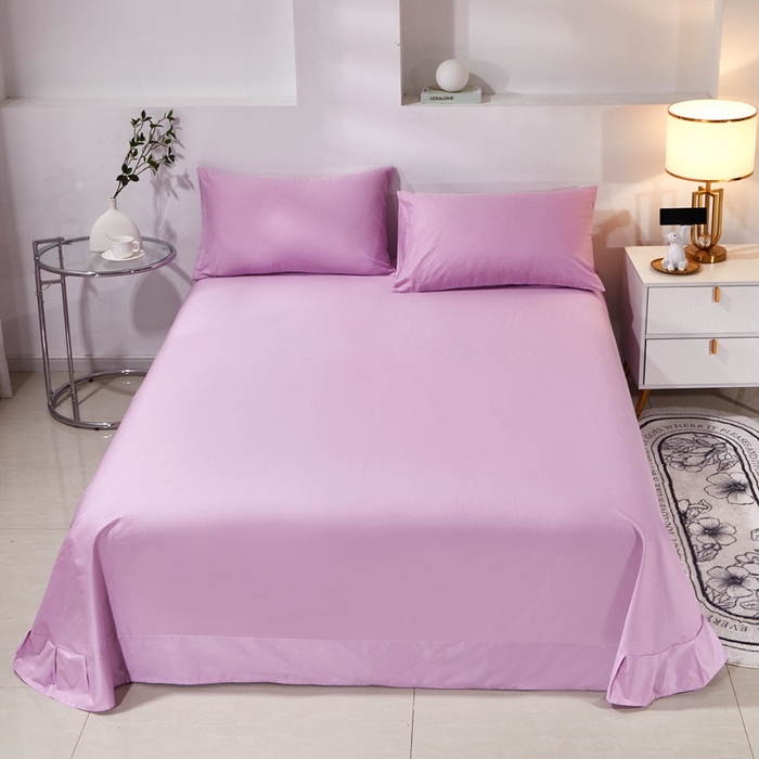 91家纺网 家纺一手货源 找家纺 晶缦家纺 2026新款喷气A类全棉13376纯棉斜纹纯色单床单单品床单床单单件 沐朗-浅紫