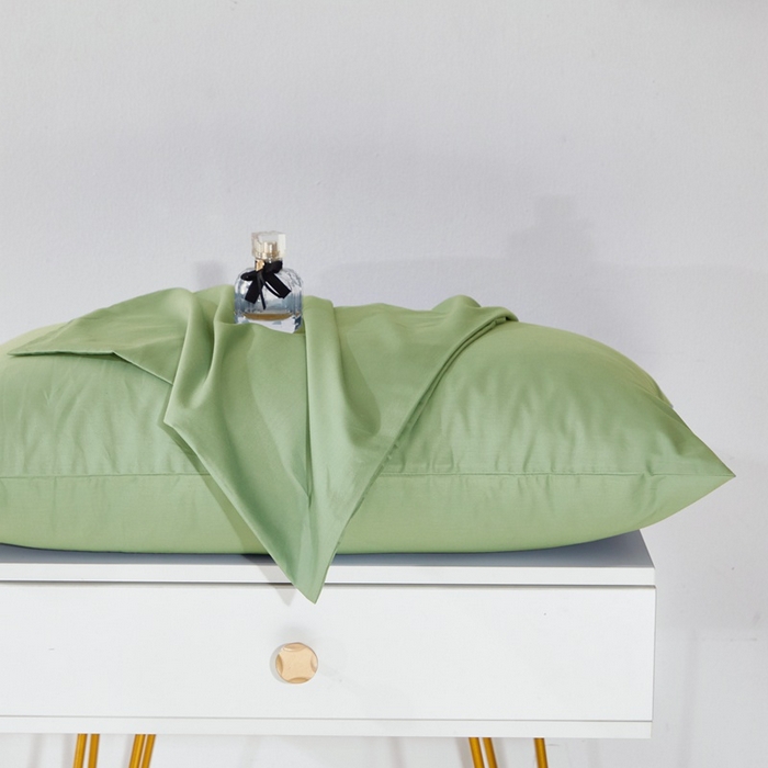 91家纺网 家纺一手货源 找家纺 晶缦家纺 2026新款喷气A类全棉13376纯棉斜纹纯色单枕套单品枕套枕套单件 沐朗-抹茶绿