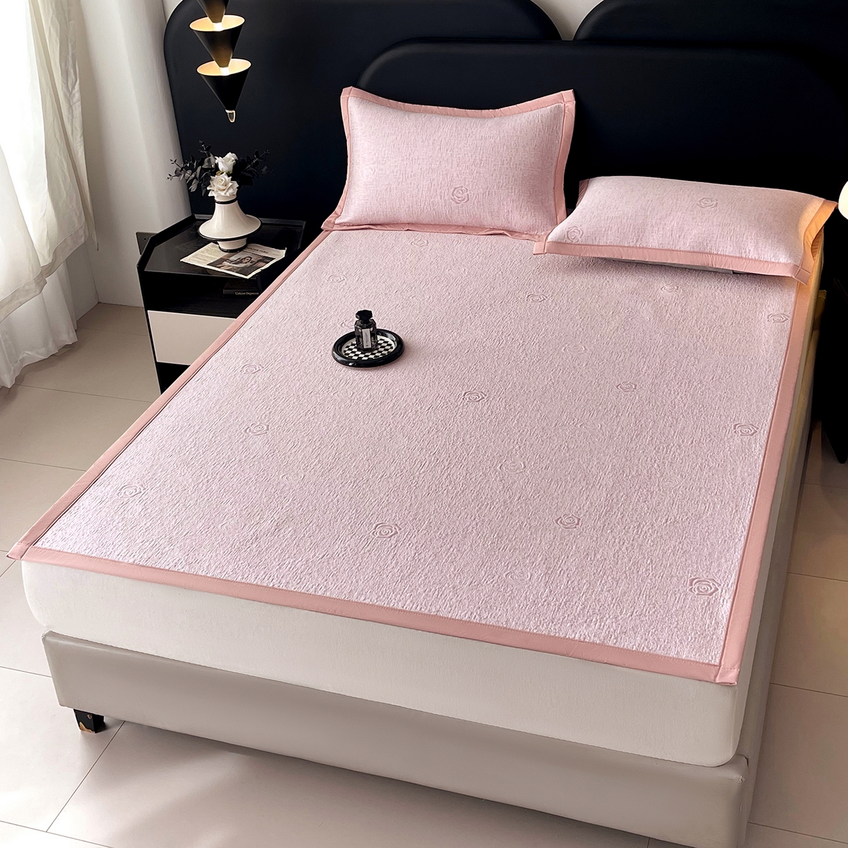 91家纺网 家纺一手货源 找家纺 （总）莱米家纺 2026春夏新款全PE双面泡泡提花复合豆豆席凉席席子