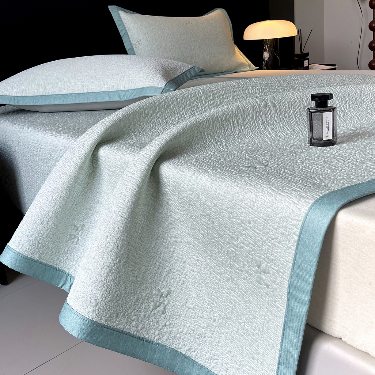 莱米家纺 2026春夏新款全PE双面泡泡提花复合豆豆席凉席席子 蝴蝶结-绿