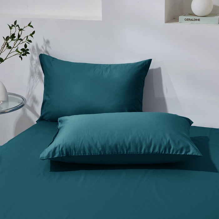 91家纺网 家纺一手货源 找家纺 晶缦家纺 2026新款喷气A类全棉13376纯棉斜纹纯色单枕套单品枕套枕套单件 沐朗-孔雀绿