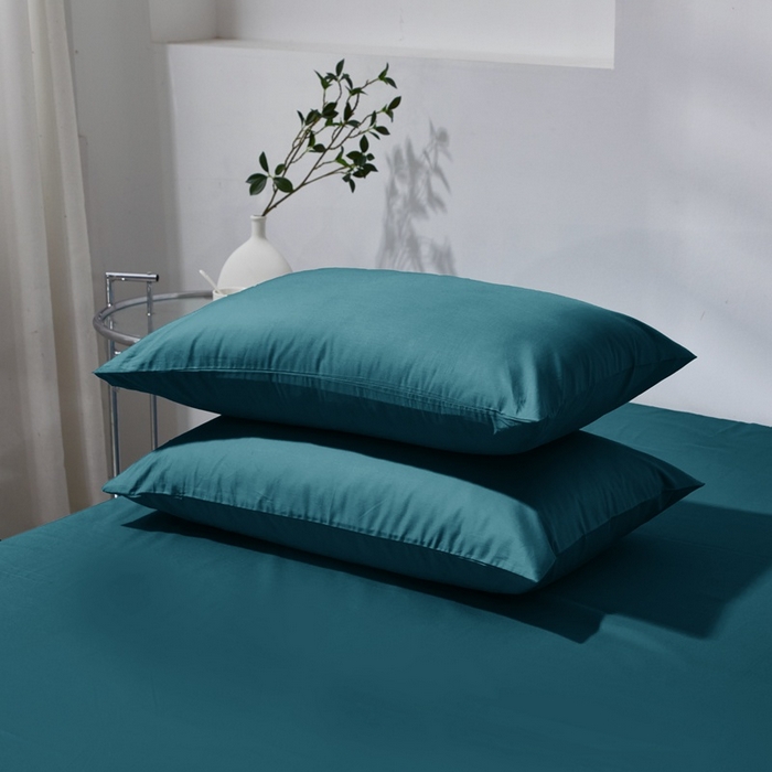 91家纺网 家纺一手货源 找家纺 晶缦家纺 2026新款喷气A类全棉13376纯棉斜纹纯色单枕套单品枕套枕套单件 沐朗-孔雀绿