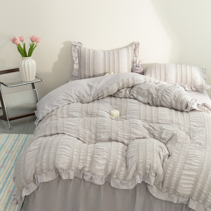 91家纺网 家纺一手货源 找家纺 （总）恩和家纺 2026新款剪花水洗棉柔四件套床单款床裙款三四件套