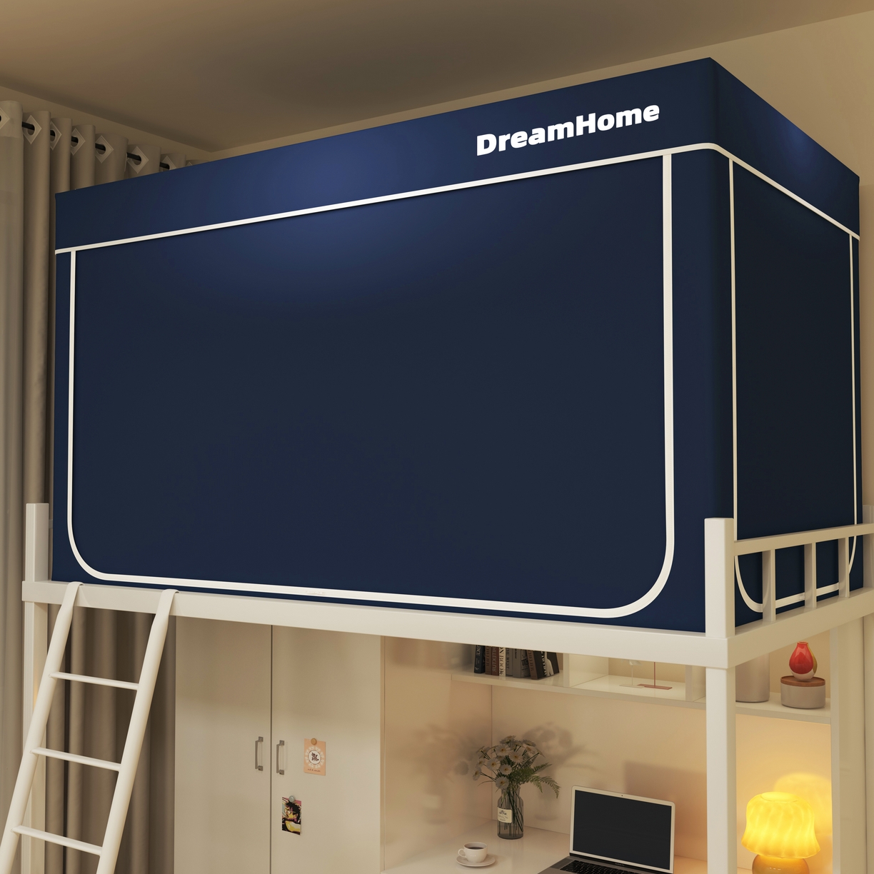 91家纺网 家纺一手货源 找家纺 （总）宅部落 2026新款宅部落学生床帘宿舍上下铺印花无涂层强遮光学生蚊帐