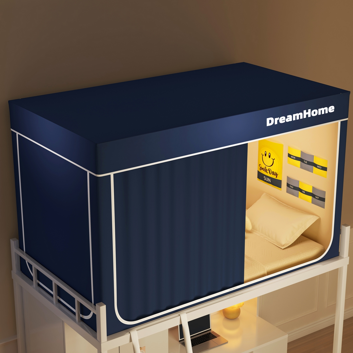 91家纺网 家纺一手货源 找家纺 （总）宅部落 2026新款宅部落学生床帘宿舍上下铺印花无涂层强遮光学生蚊帐