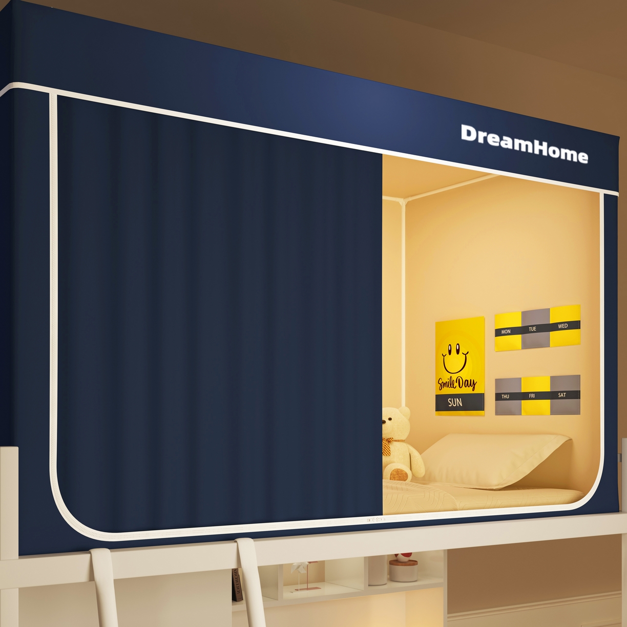 91家纺网 家纺一手货源 找家纺 （总）宅部落 2026新款宅部落学生床帘宿舍上下铺印花无涂层强遮光学生蚊帐