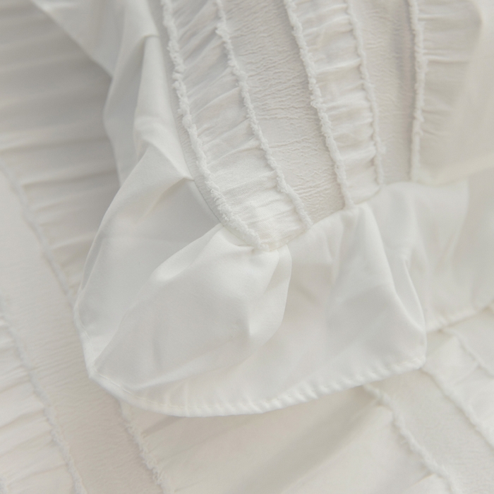 91家纺网 家纺一手货源 找家纺 恩和家纺 2026新款剪花水洗棉柔四件套床单款床裙款三四件套 剪花白