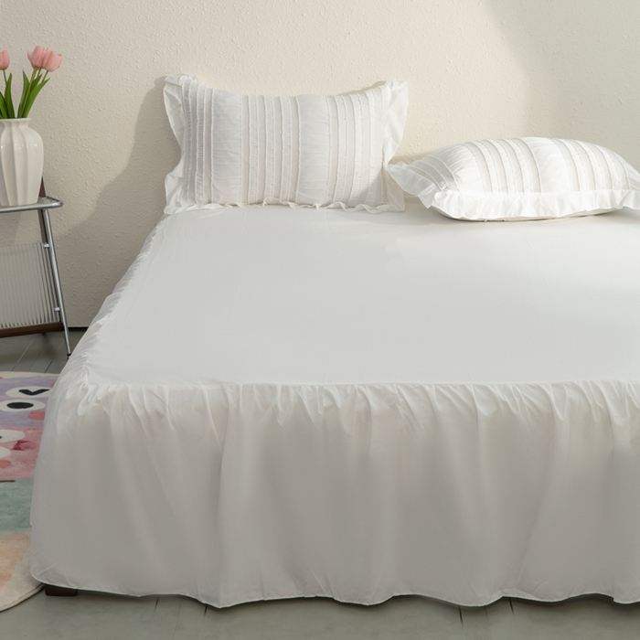 91家纺网 家纺一手货源 找家纺 恩和家纺 2026新款剪花水洗棉柔四件套床单款床裙款三四件套 剪花白