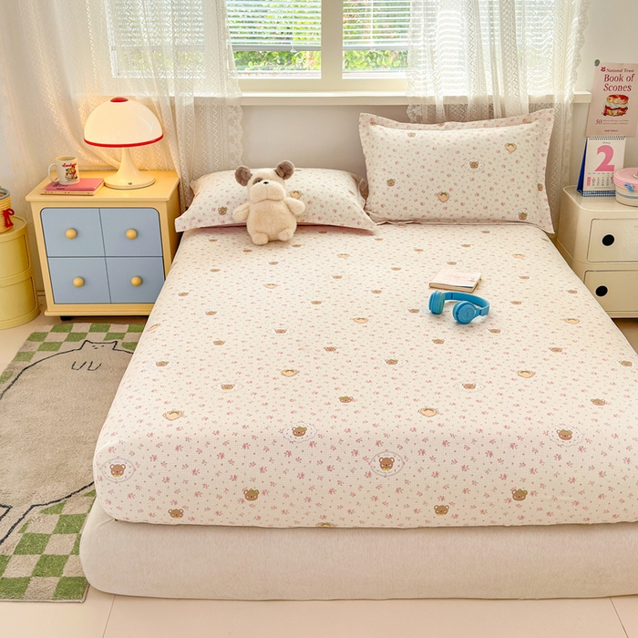 91家纺网 家纺一手货源 找家纺 拾物记 2026新款第二批A类新疆全棉12868单品床笠系列（提供买家秀和A类质检报告） 小熊花园