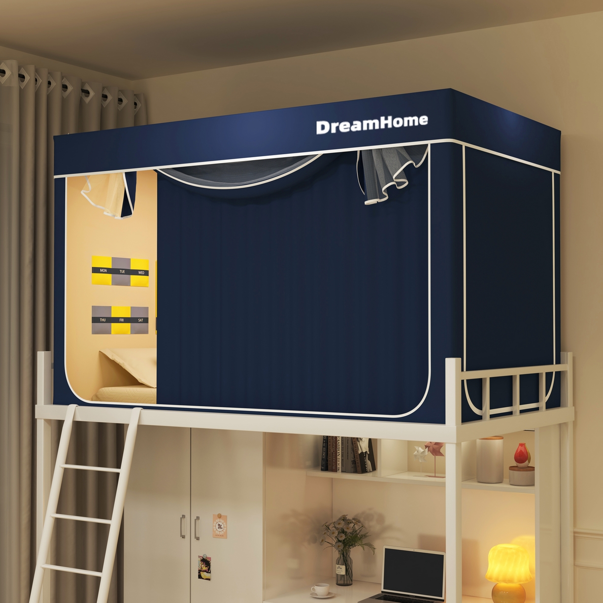 91家纺网 家纺一手货源 找家纺 （总）宅部落 2026新款宅部落学生床帘宿舍上下铺印花无涂层强遮光学生蚊帐