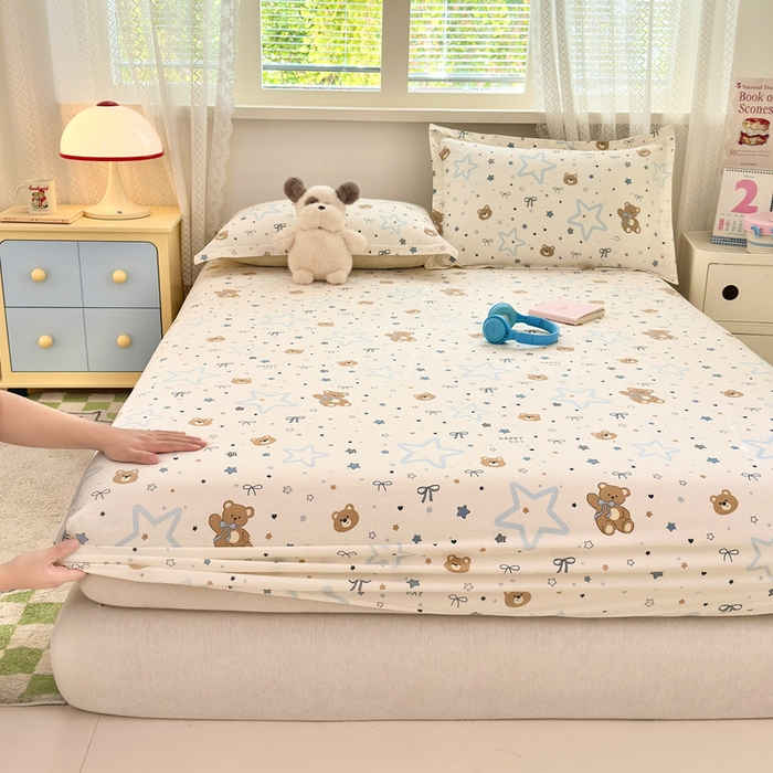 91家纺网 家纺一手货源 找家纺 拾物记 2026新款第二批A类新疆全棉12868单品床笠系列（提供买家秀和A类质检报告） 小熊天文馆