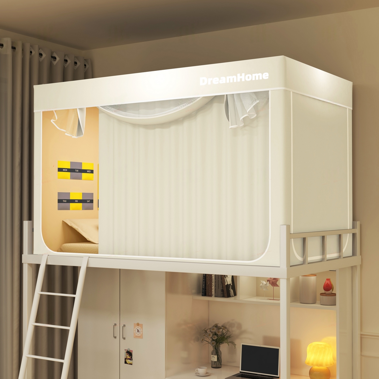 91家纺网 家纺一手货源 找家纺 （总）宅部落 2026新款宅部落学生床帘宿舍上下铺印花无涂层强遮光学生蚊帐