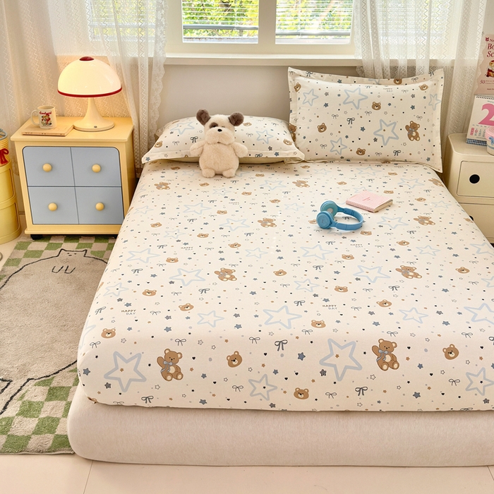 91家纺网 家纺一手货源 找家纺 拾物记 2026新款第二批A类新疆全棉12868单品床笠系列（提供买家秀和A类质检报告） 小熊天文馆