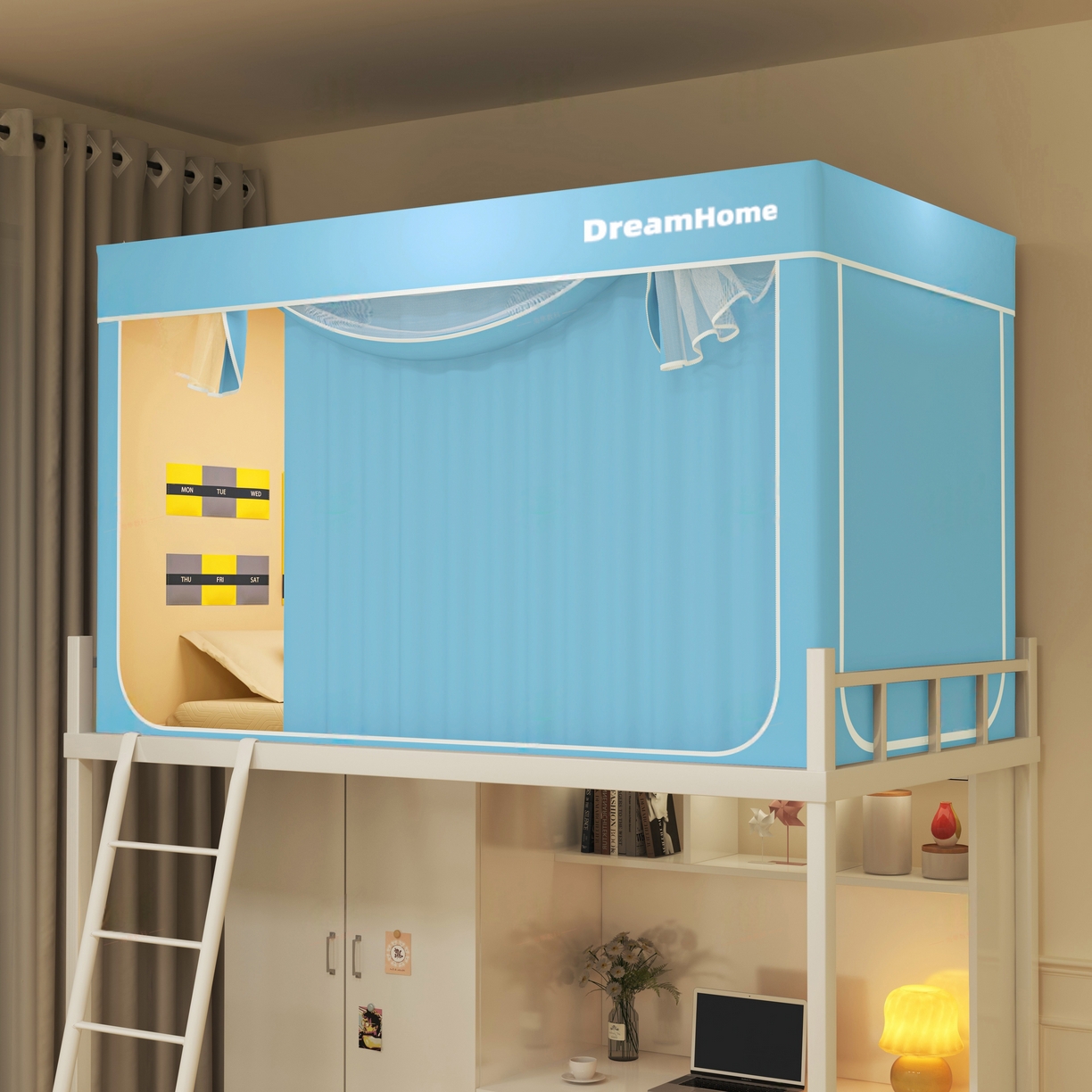 91家纺网 家纺一手货源 找家纺 （总）宅部落 2026新款宅部落学生床帘宿舍上下铺印花无涂层强遮光学生蚊帐