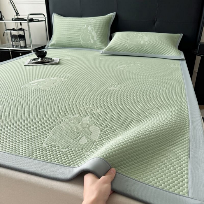 91家纺网 家纺一手货源 找家纺 （总）卡罗兰 2026新款豆豆凉席PE提花豆豆席床单床笠款奶牛系列