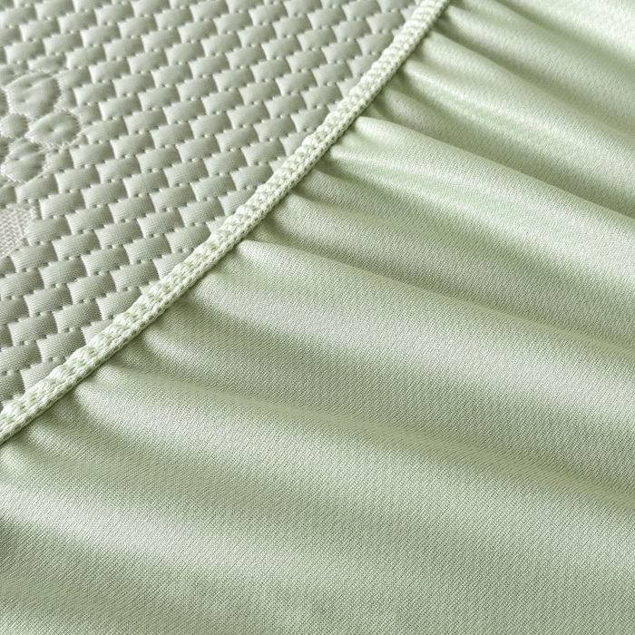 91家纺网 家纺一手货源 找家纺 卡罗兰 2026新款豆豆凉席PE提花豆豆席床单床笠款奶牛系列 绿色-床笠