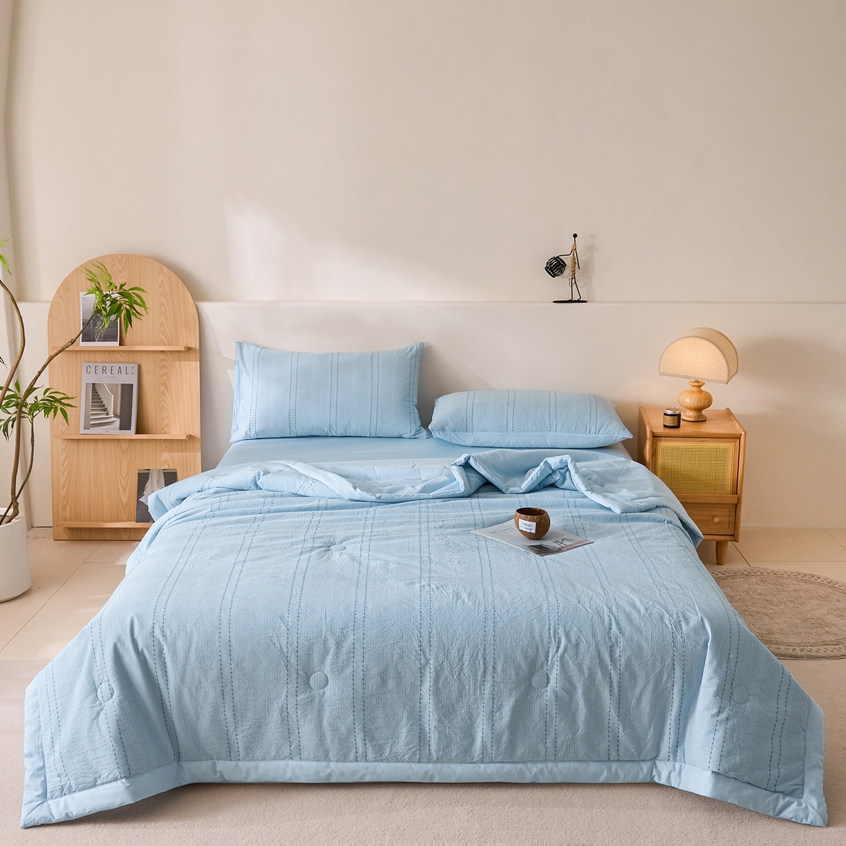 91家纺网 家纺一手货源 找家纺 吾秀家居 2026春夏新款全棉大提花棉花夏被夏凉被空调被-星空系列 星空-天兰