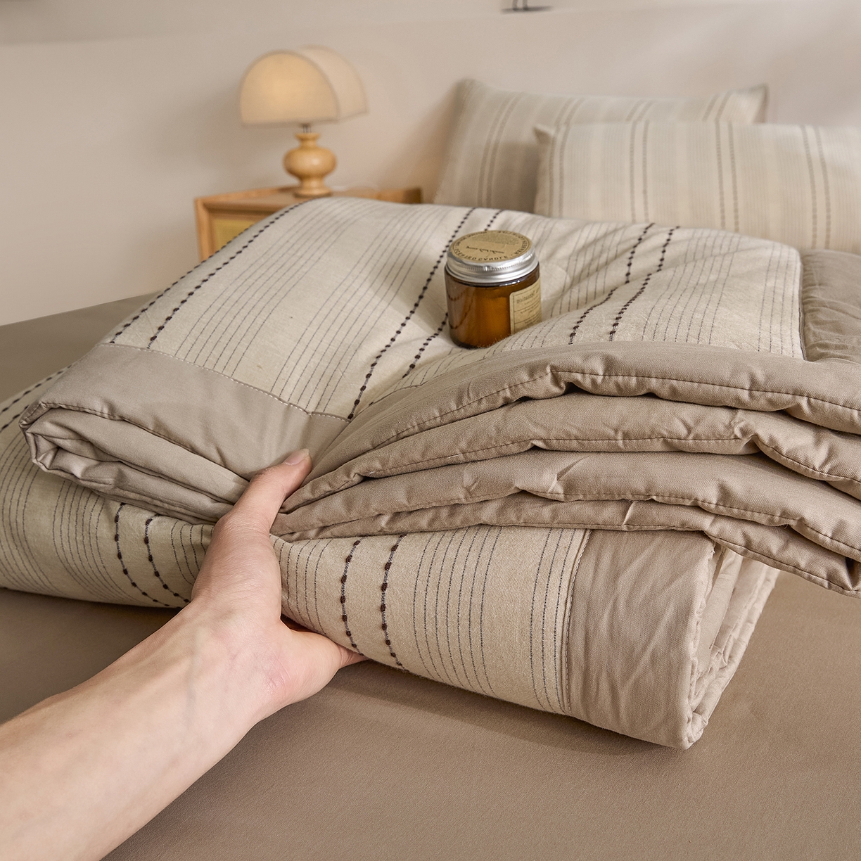 吾秀家居 2026春夏新款全棉大提花棉花夏被夏凉被空调被-星空系列 星空-卡其