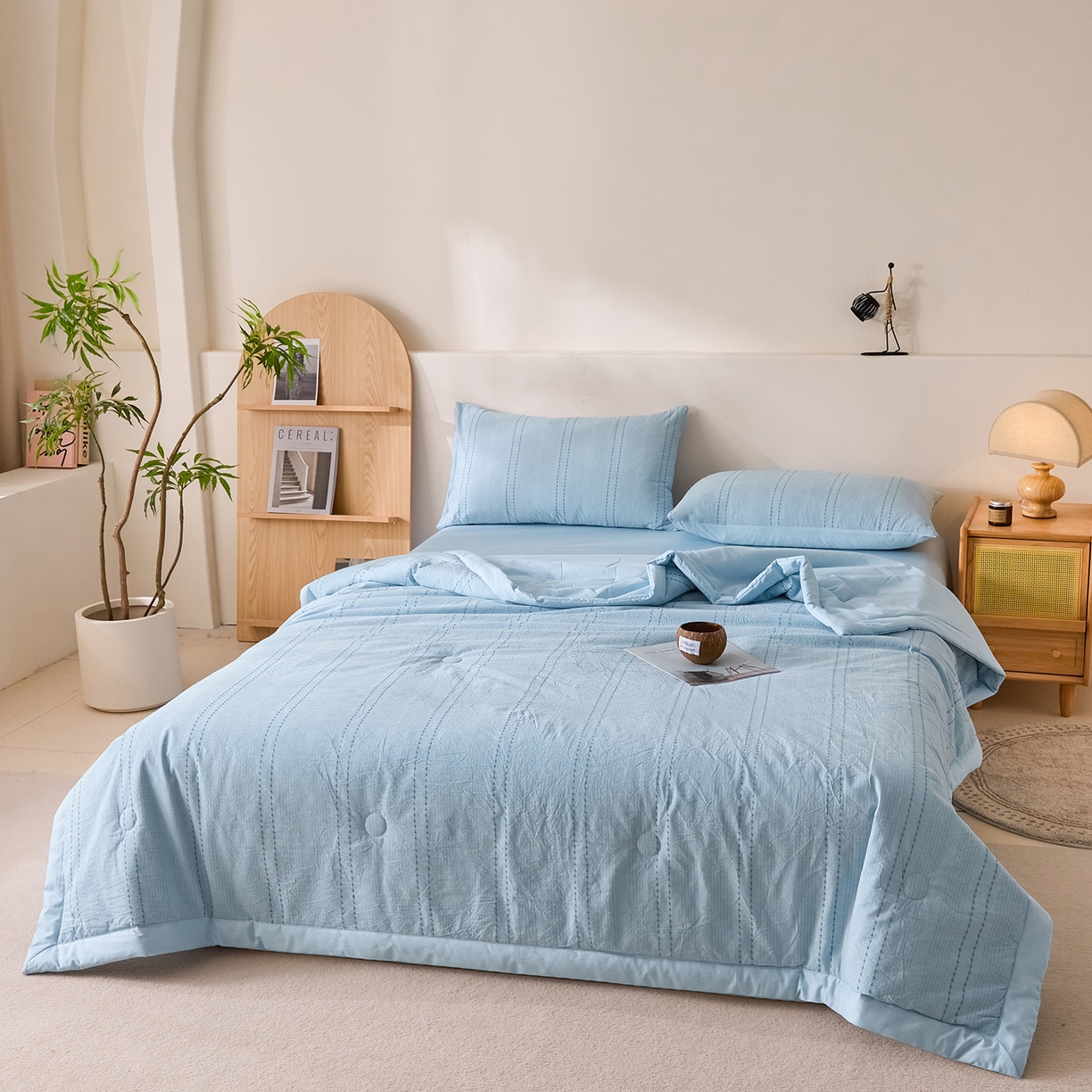 91家纺网 家纺一手货源 找家纺 吾秀家居 2026春夏新款全棉大提花棉花夏被夏凉被空调被-星空系列 星空-天兰