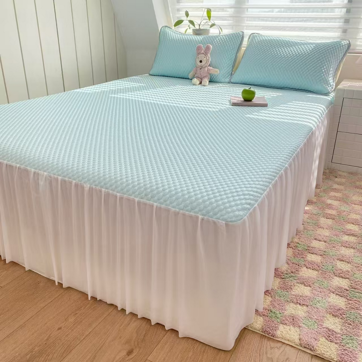 91家纺网 家纺一手货源 找家纺 （总）睡美美家纺 2026新款3D豆豆凉席冰丝席按摩席夏凉席床单床裙款三件套热销款