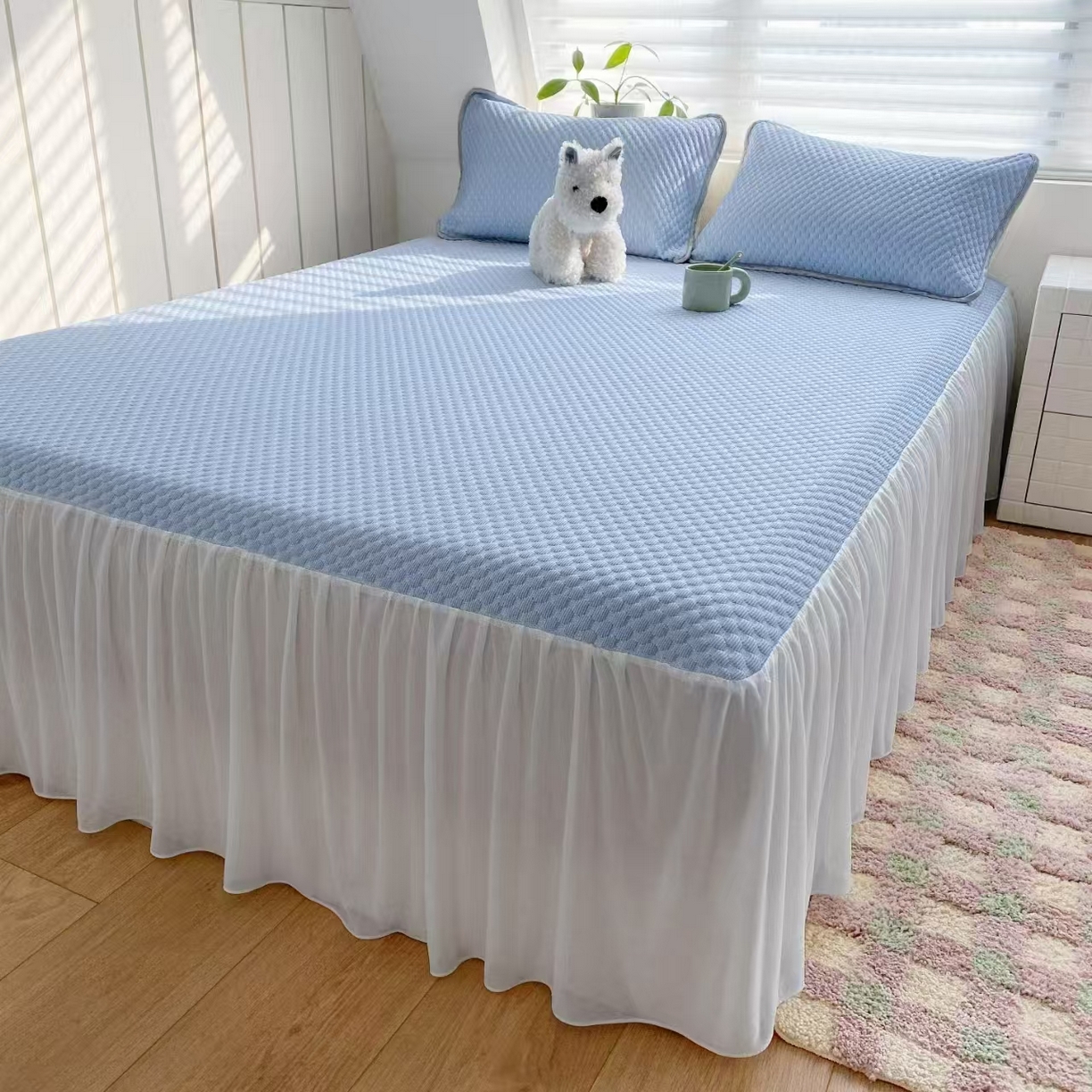 91家纺网 家纺一手货源 找家纺 （总）睡美美家纺 2026新款3D豆豆凉席冰丝席按摩席夏凉席床单床裙款三件套热销款