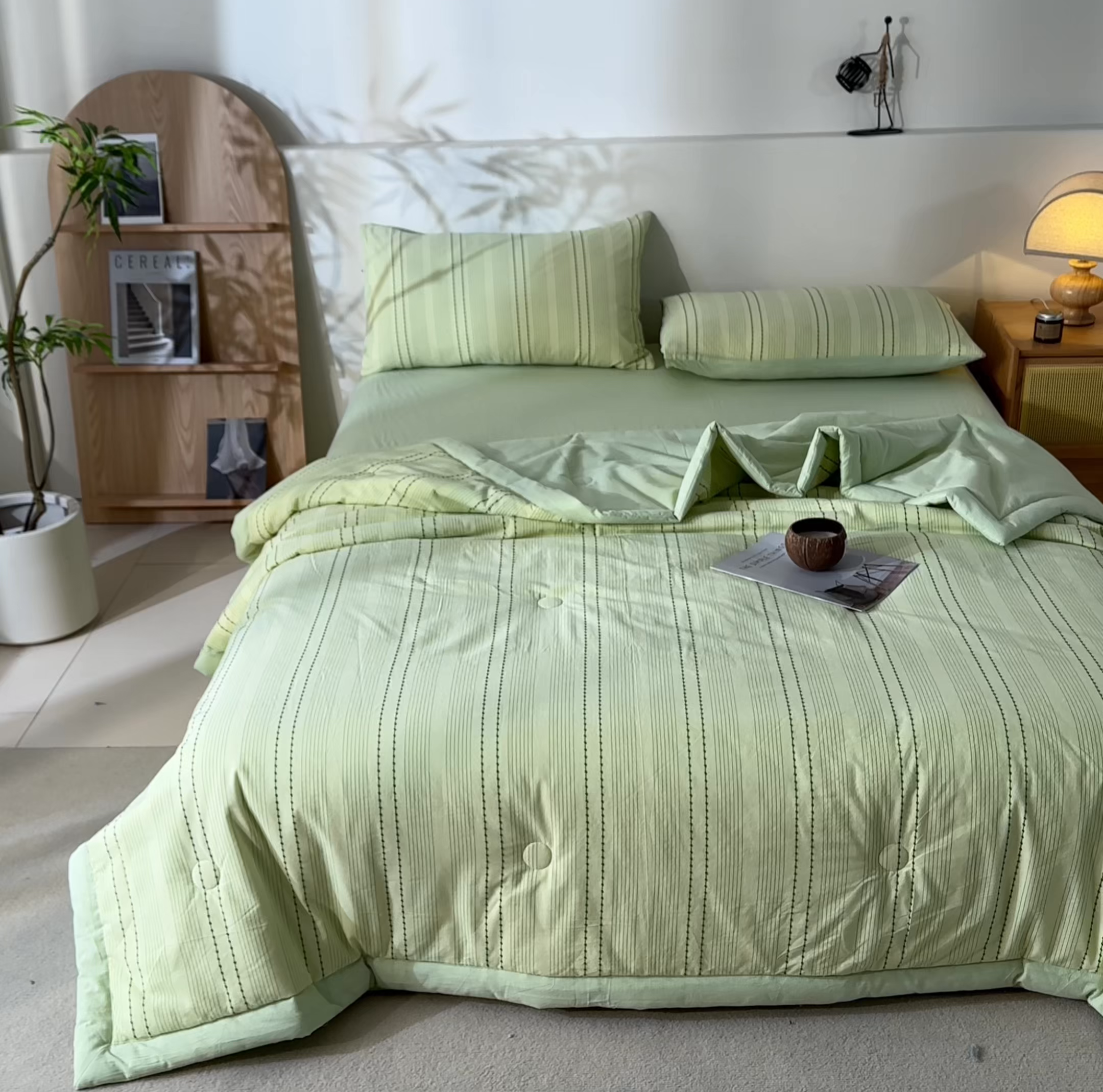 91家纺网 家纺一手货源 找家纺 吾秀家居 2026春夏新款全棉大提花棉花夏被夏凉被空调被-星空系列 星空-果绿