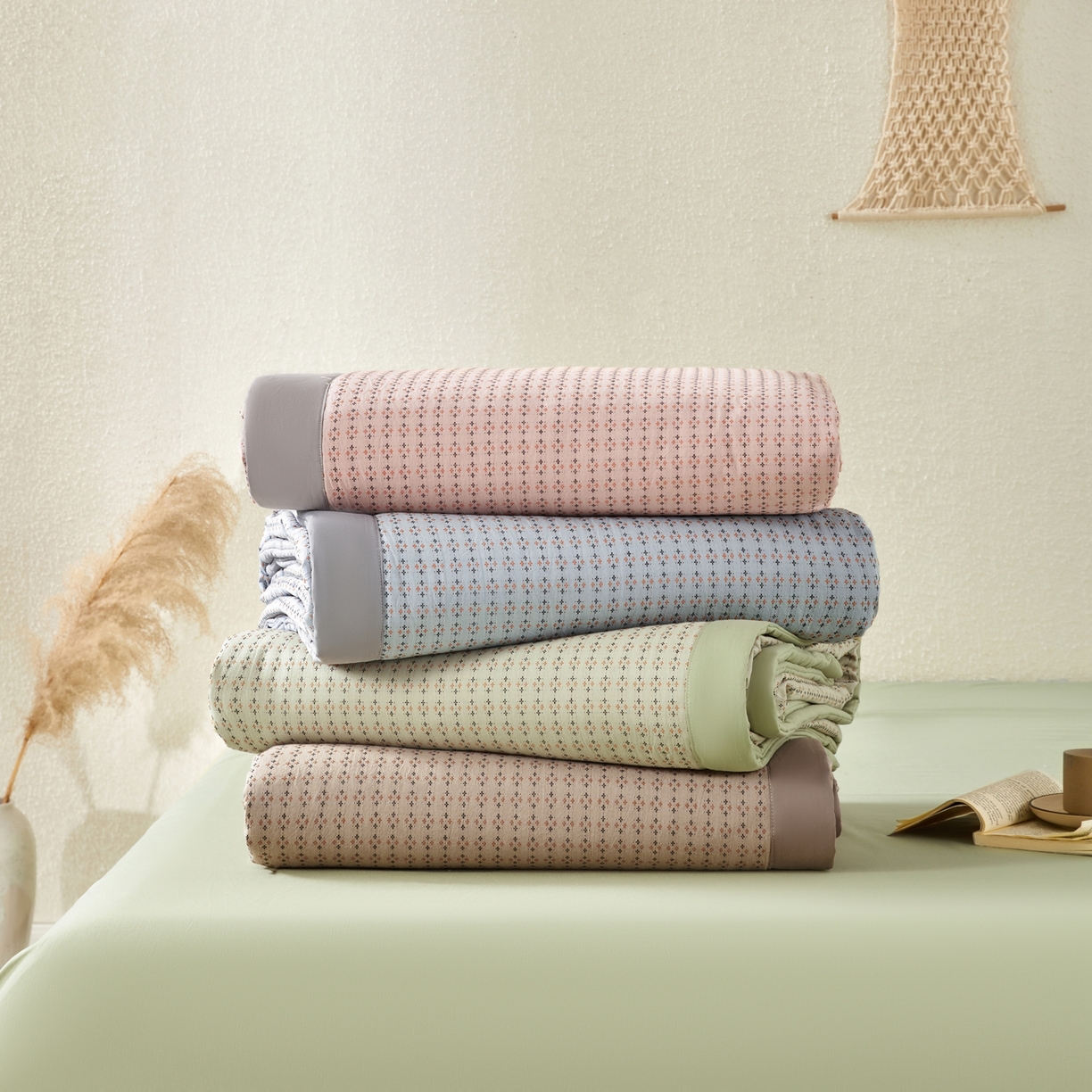 吾秀家居 2026春夏新款全棉大提花棉花夏被夏凉被空调被-四叶草系列 组合图仅供展示不可下单