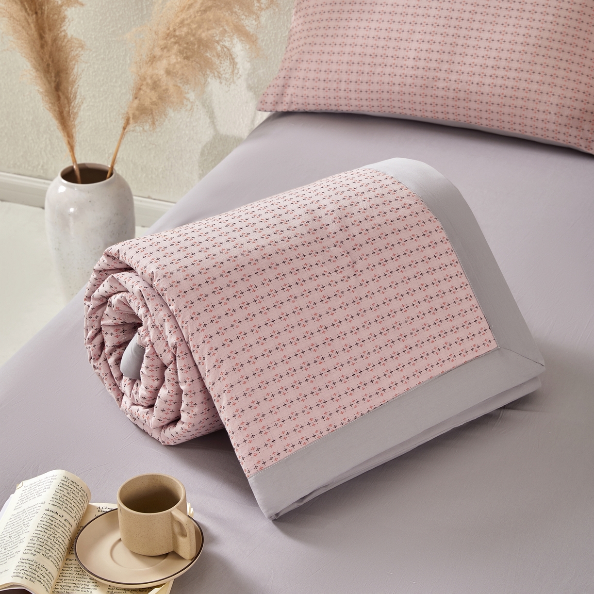 91家纺网 家纺一手货源 找家纺 吾秀家居 2026春夏新款全棉大提花棉花夏被夏凉被空调被-四叶草系列 四叶草-粉