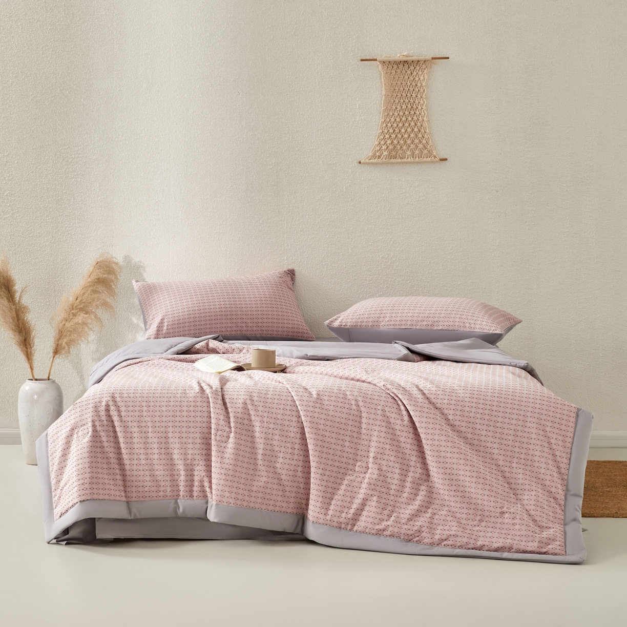 91家纺网 家纺一手货源 找家纺 吾秀家居 2026春夏新款全棉大提花棉花夏被夏凉被空调被-四叶草系列 四叶草-粉