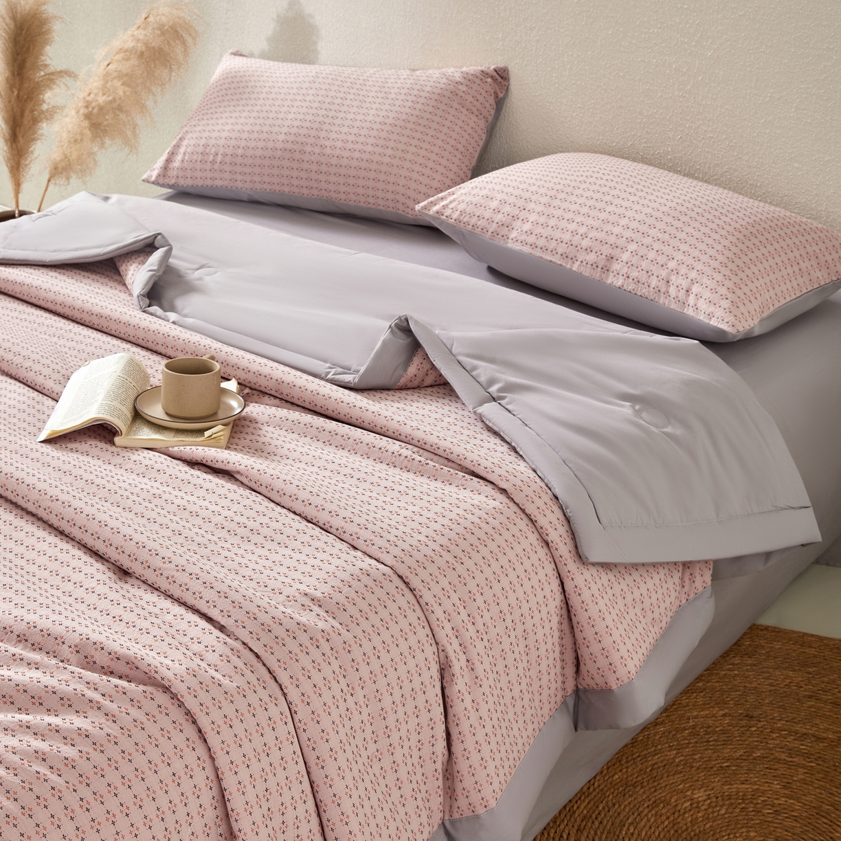 91家纺网 家纺一手货源 找家纺 吾秀家居 2026春夏新款全棉大提花棉花夏被夏凉被空调被-四叶草系列 四叶草-粉