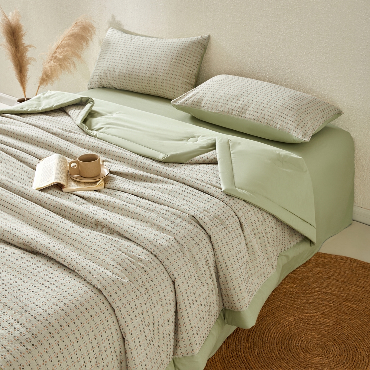 91家纺网 家纺一手货源 找家纺 吾秀家居 2026春夏新款全棉大提花棉花夏被夏凉被空调被-四叶草系列 四叶草-绿