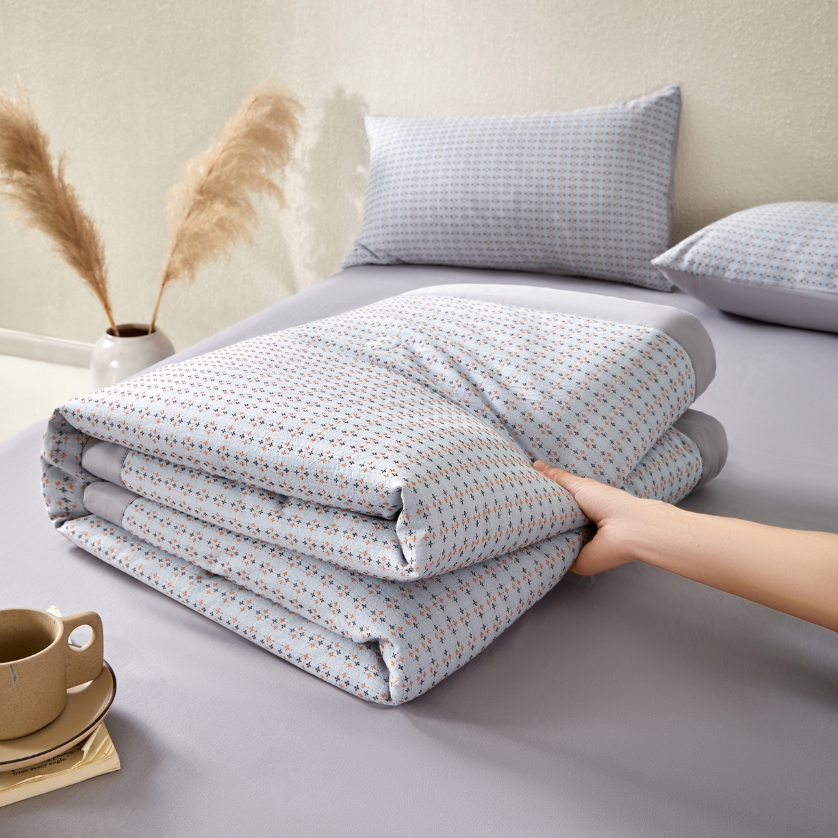 91家纺网 家纺一手货源 找家纺 吾秀家居 2026春夏新款全棉大提花棉花夏被夏凉被空调被-四叶草系列 四叶草-兰