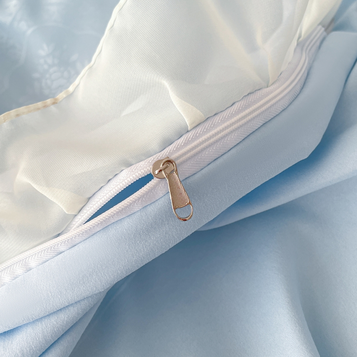 91家纺网 家纺一手货源 找家纺 易禾家纺 2026春夏新款提花水冼棉刺绣雪纺花边四件套-典雅 典雅-兰