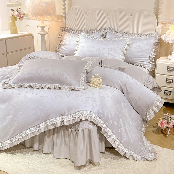 91家纺网 家纺一手货源 找家纺 （总）优贝家纺 2026春夏新款提花水洗天丝冰丝天丝韩版夹棉床盖四件套