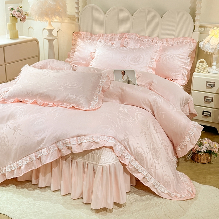 91家纺网 家纺一手货源 找家纺 （总）优贝家纺 2026春夏新款提花水洗天丝冰丝天丝韩版夹棉床盖四件套