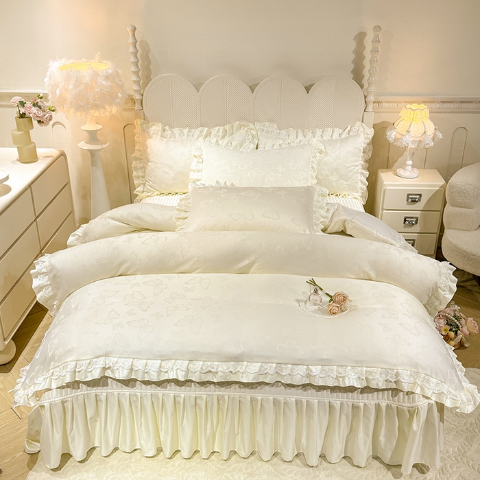 91家纺网 家纺一手货源 找家纺 （总）优贝家纺 2026春夏新款提花水洗天丝冰丝天丝韩版夹棉床盖四件套