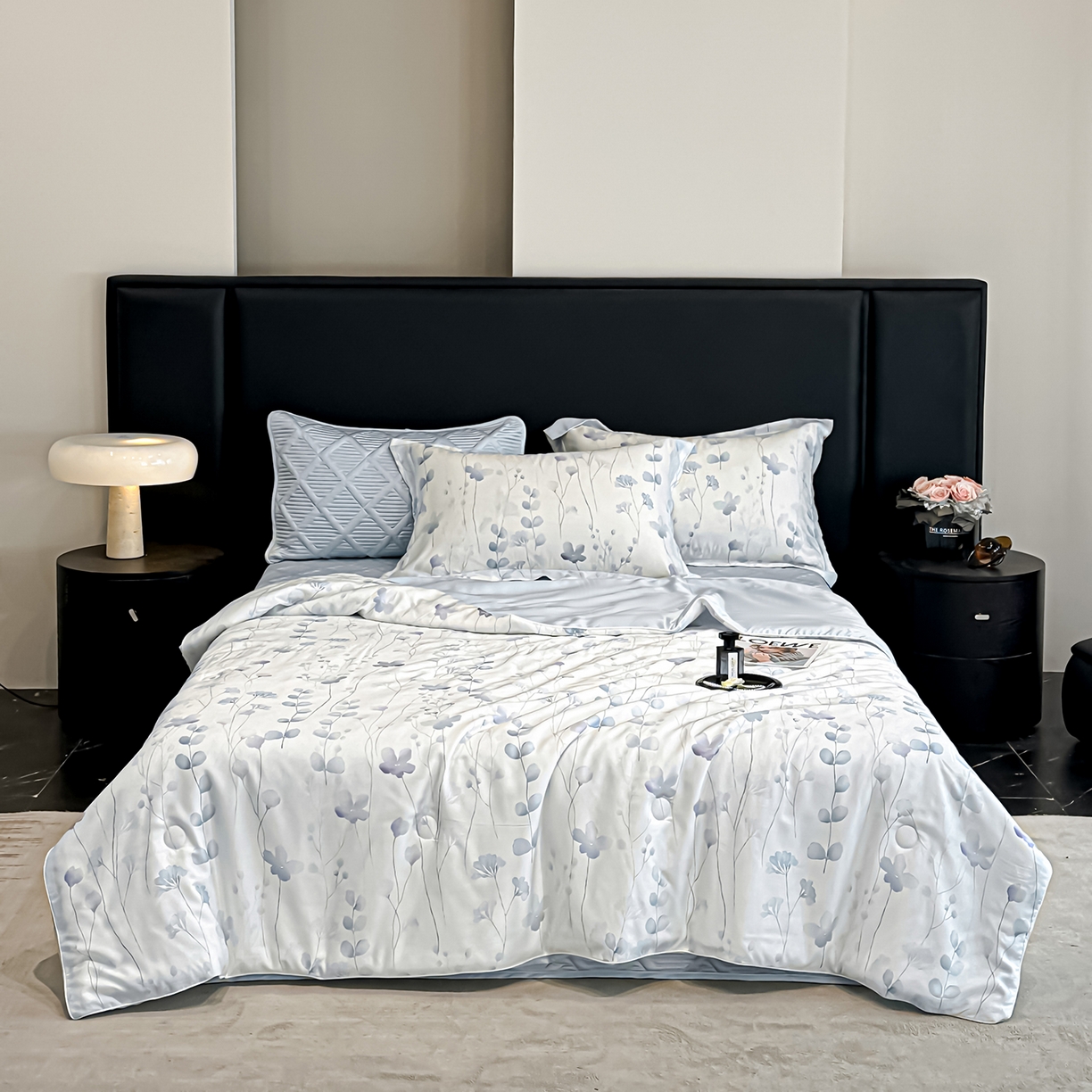 91家纺网 家纺一手货源 找家纺 吾秀家居 2026春夏新款数码印花莱赛尔天丝夏被夏凉被空调被-天印系列 花之梦