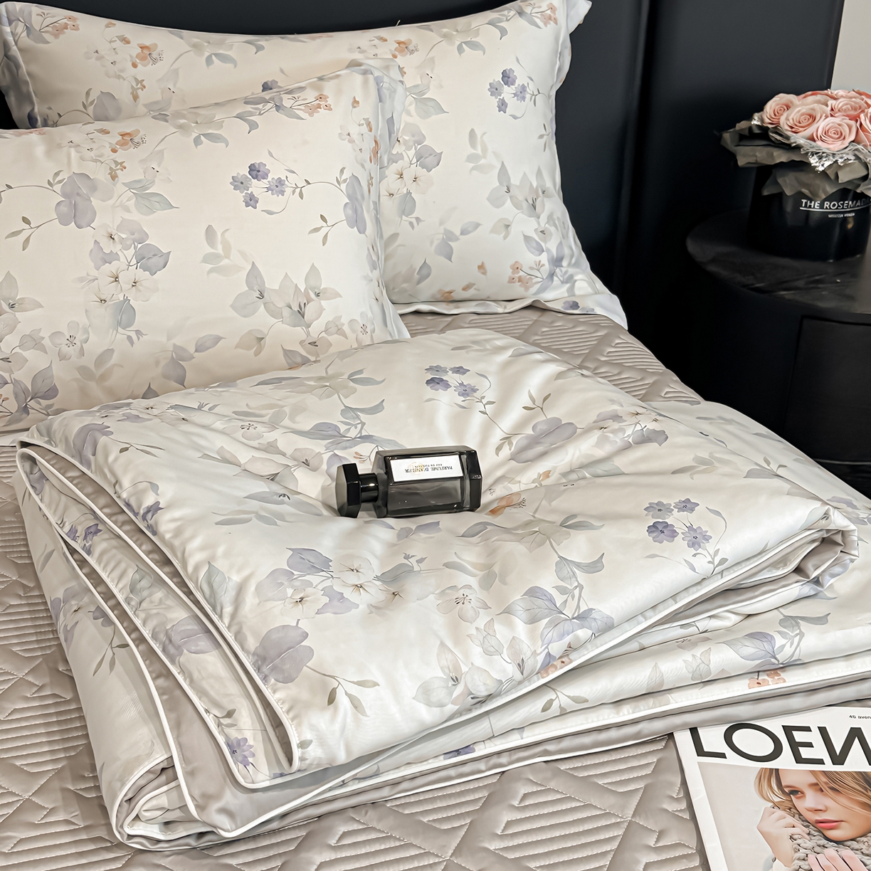吾秀家居 2026春夏新款数码印花莱赛尔天丝夏被夏凉被空调被-天印系列 花影间