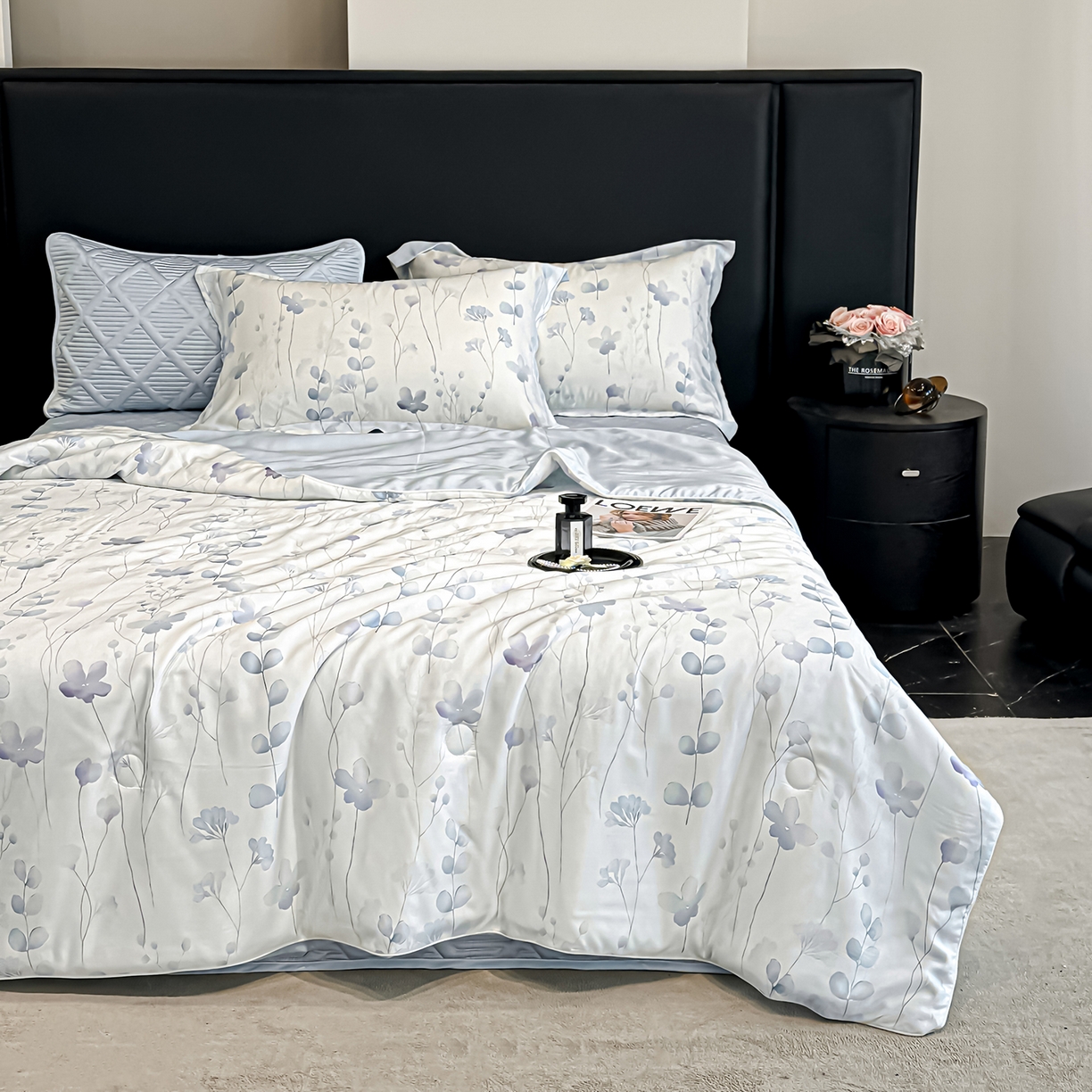 91家纺网 家纺一手货源 找家纺 吾秀家居 2026春夏新款数码印花莱赛尔天丝夏被夏凉被空调被-天印系列 花之梦