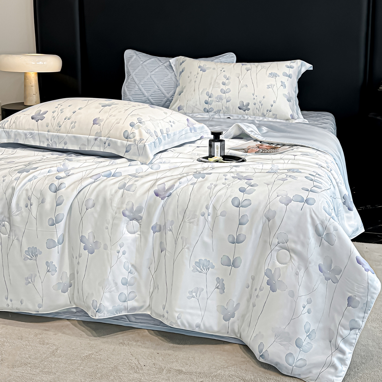 91家纺网 家纺一手货源 找家纺 吾秀家居 2026春夏新款数码印花莱赛尔天丝夏被夏凉被空调被-天印系列 花之梦