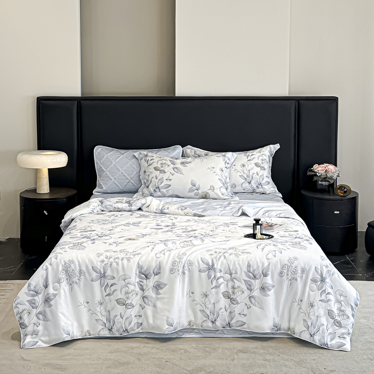 91家纺网 家纺一手货源 找家纺 吾秀家居 2026春夏新款数码印花莱赛尔天丝夏被夏凉被空调被-天印系列 叶语青蓝