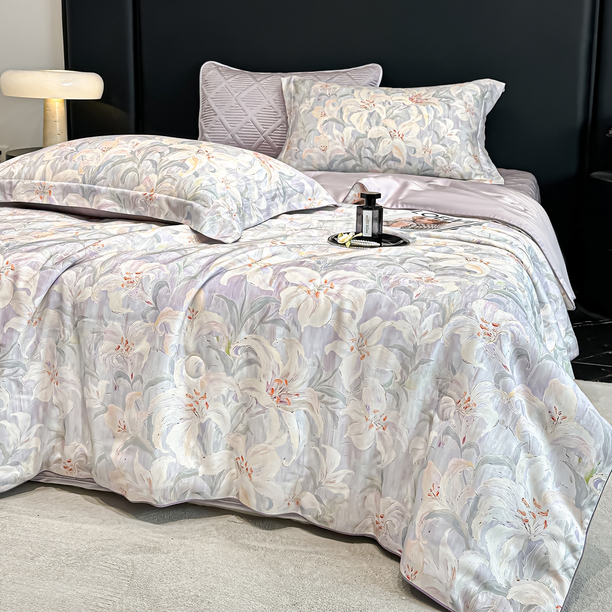 91家纺网 家纺一手货源 找家纺 吾秀家居 2026春夏新款数码印花莱赛尔天丝夏被夏凉被空调被-天印系列 春意