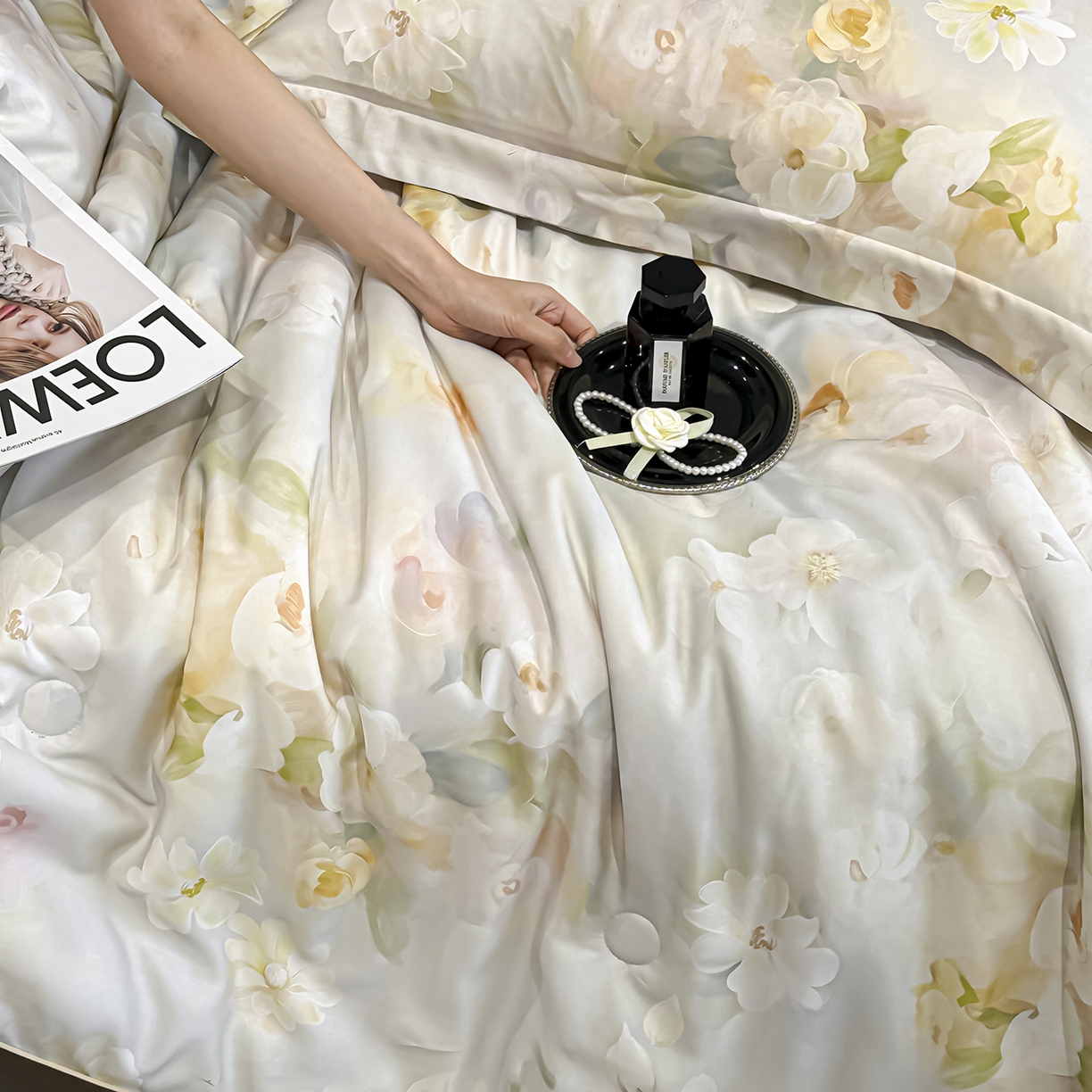 91家纺网 家纺一手货源 找家纺 吾秀家居 2026春夏新款数码印花莱赛尔天丝夏被夏凉被空调被-天印系列 浪漫花季