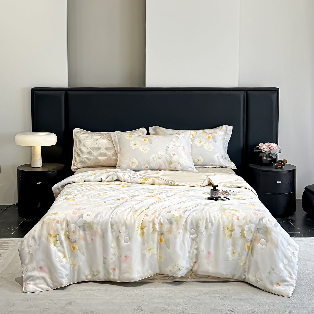 91家纺网 家纺一手货源 找家纺 吾秀家居 2026春夏新款数码印花莱赛尔天丝夏被夏凉被空调被-天印系列 浪漫花季