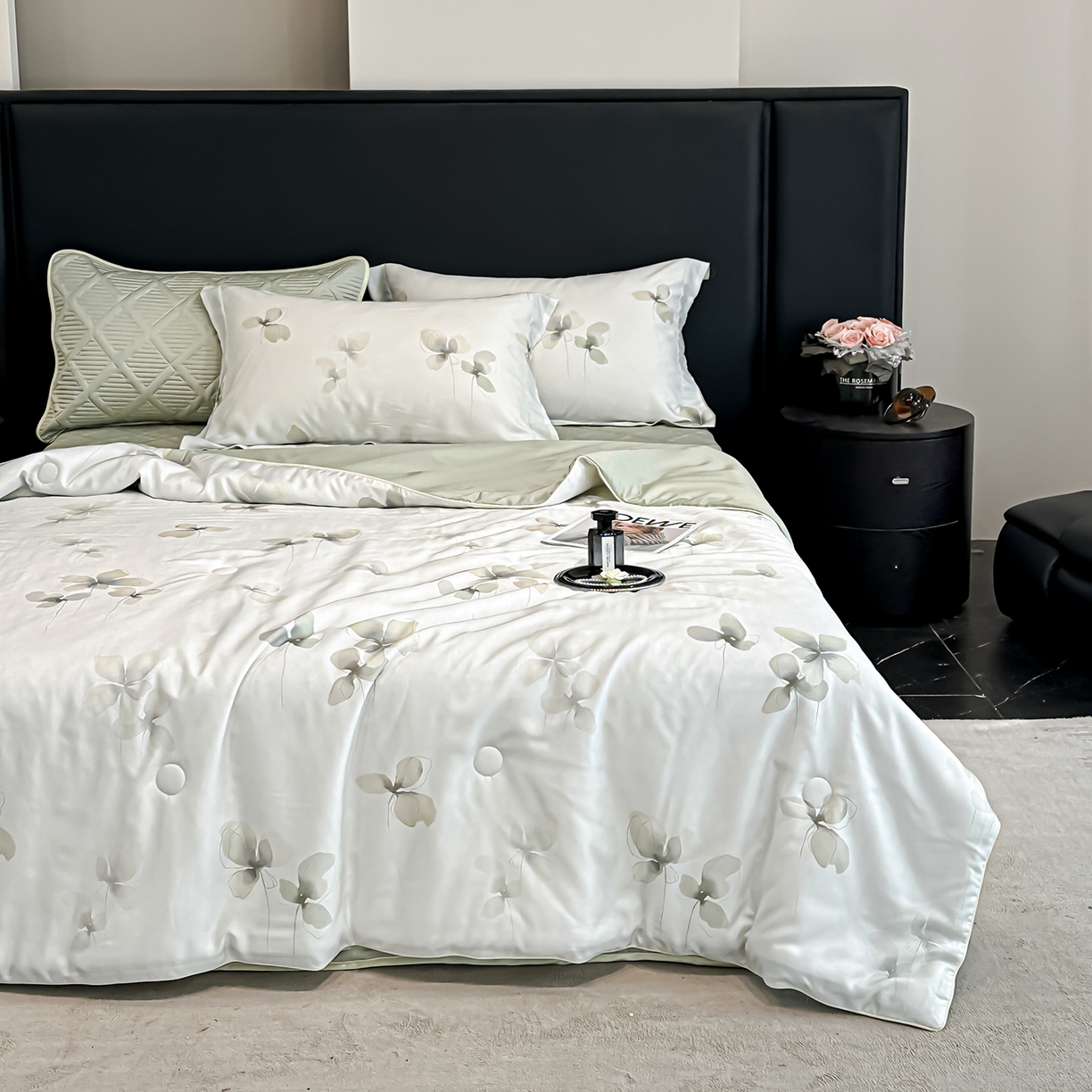 91家纺网 家纺一手货源 找家纺 吾秀家居 2026春夏新款数码印花莱赛尔天丝夏被夏凉被空调被-天印系列 清雅