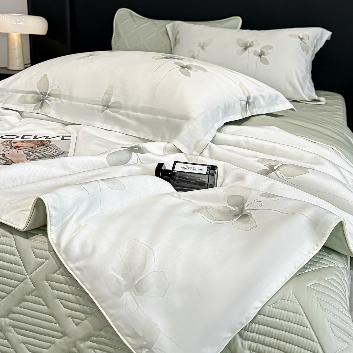 91家纺网 家纺一手货源 找家纺 吾秀家居 2026春夏新款数码印花莱赛尔天丝夏被夏凉被空调被-天印系列 清雅