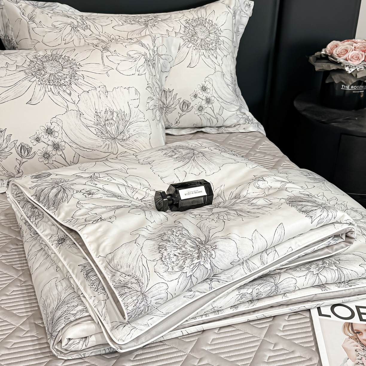 吾秀家居 2026春夏新款数码印花莱赛尔天丝夏被夏凉被空调被-天印系列 青墨花影